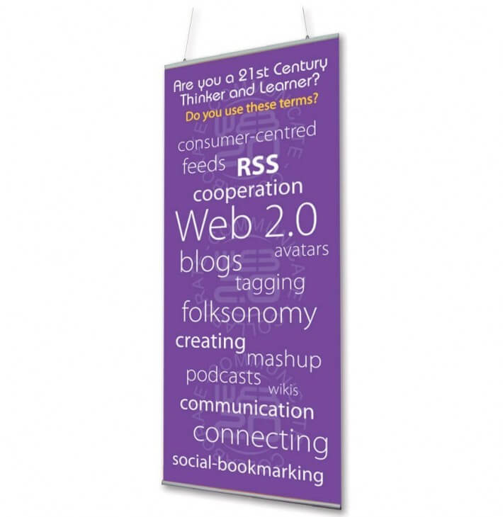 Web 2.0 Indoor Banner 720mm x 1440mm & Hanging