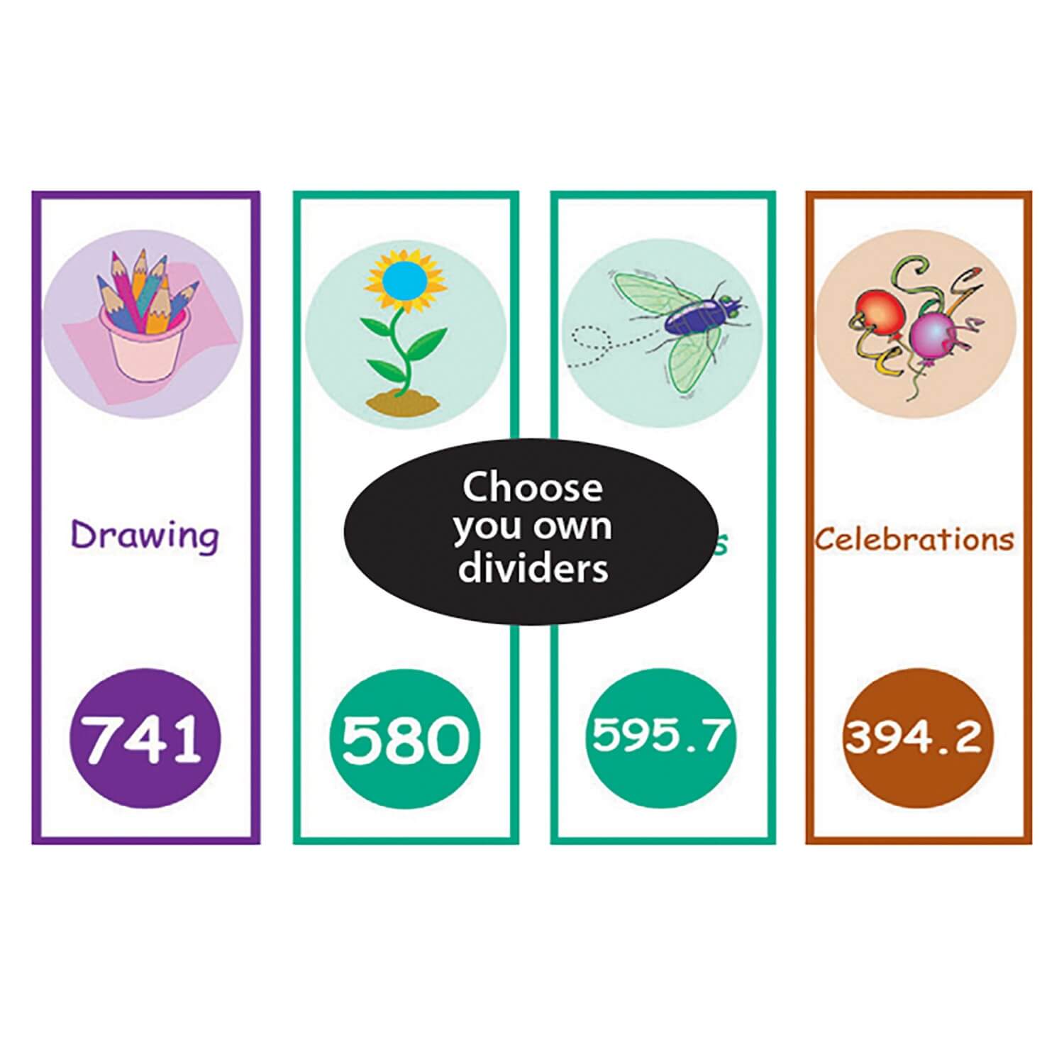 Expanded Non Fiction Shelf Dividers 200mm (Custom Selection)