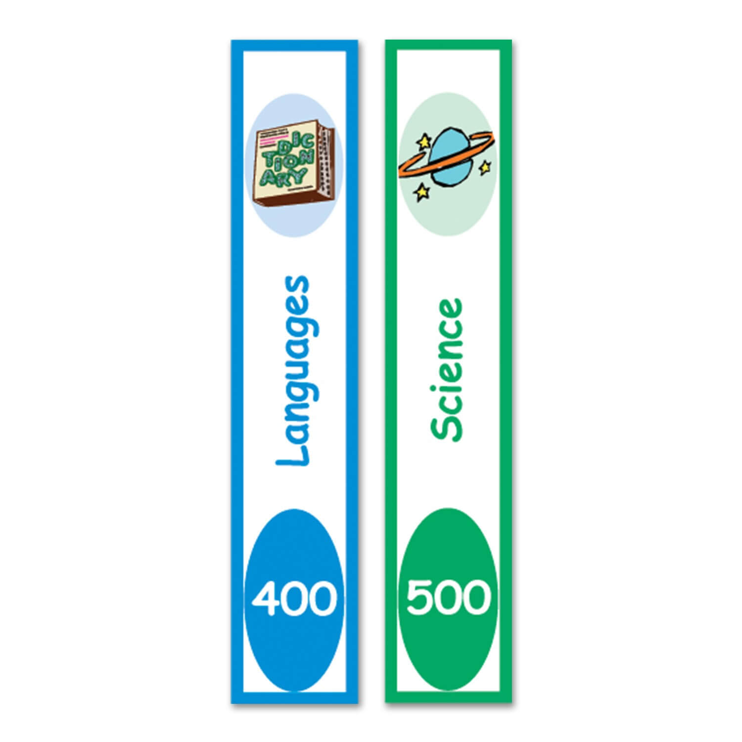 Slim Non Fiction Sticky Back Signs with Subjects Design 3 (Colour Coded)