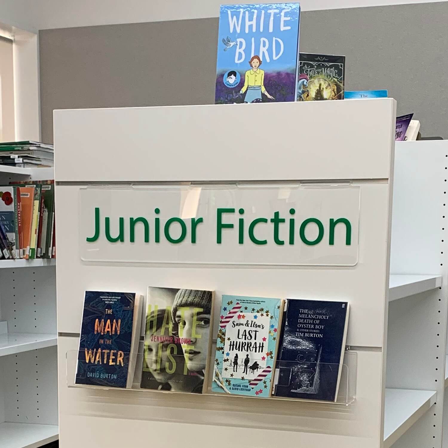 Bay End Book Shelf Display (moulded slat wall)