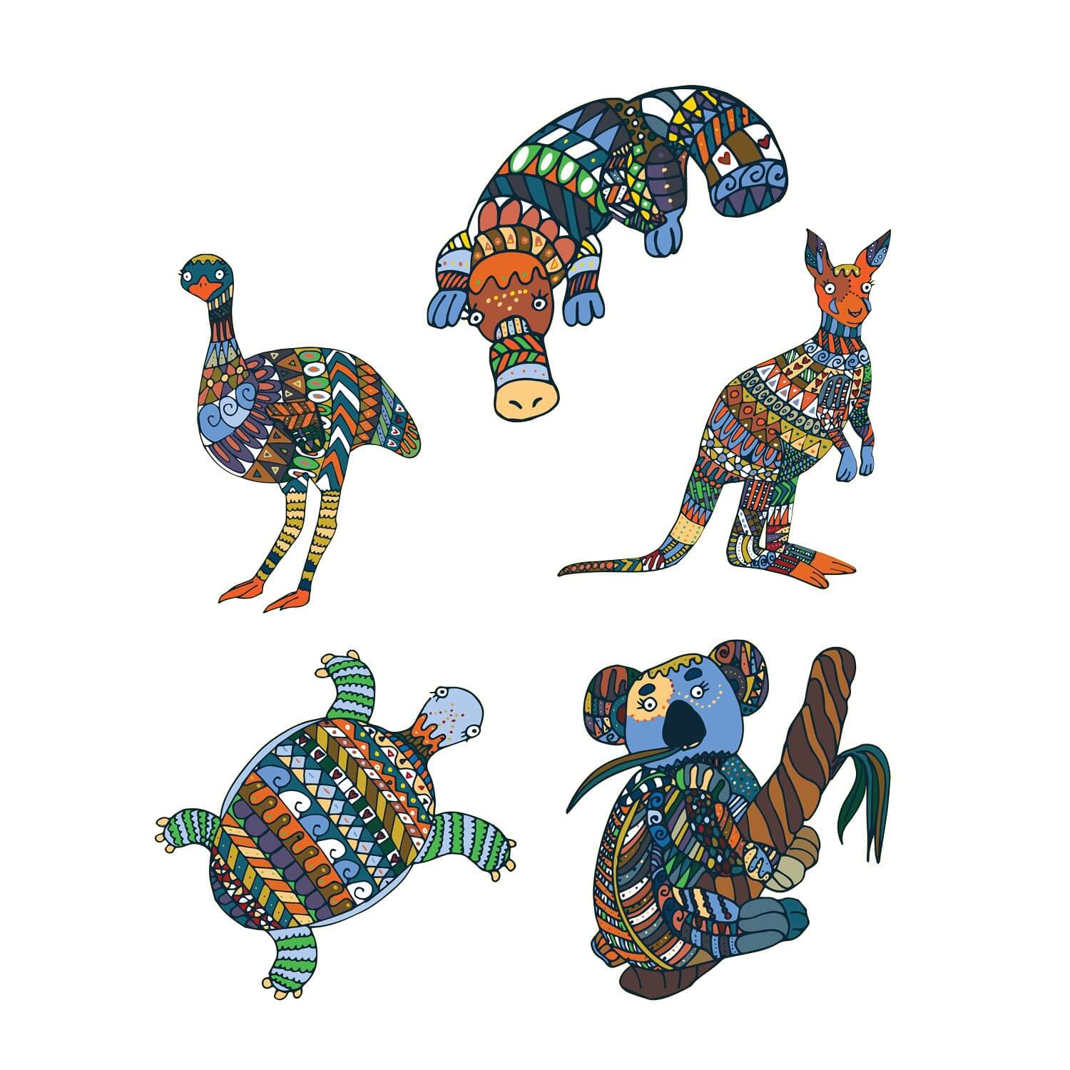 Australian Animals Wall Graphic set 1 (5-pack) (Removable)