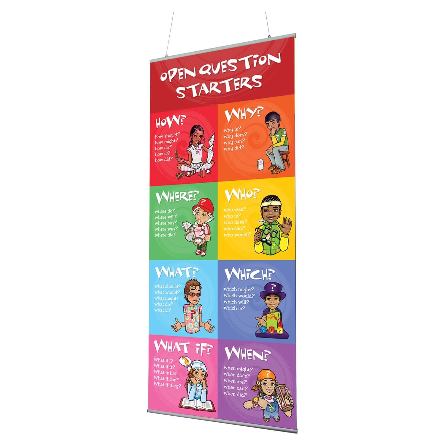 Open Question Starters Indoor Banner 720mm x 1440mm & Hanging