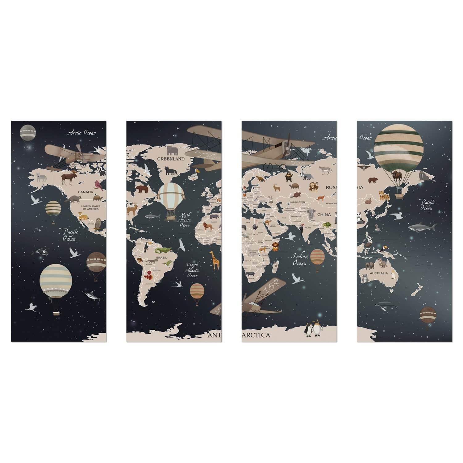 World Map (Junior) Wall Graphic Mural (Removable)