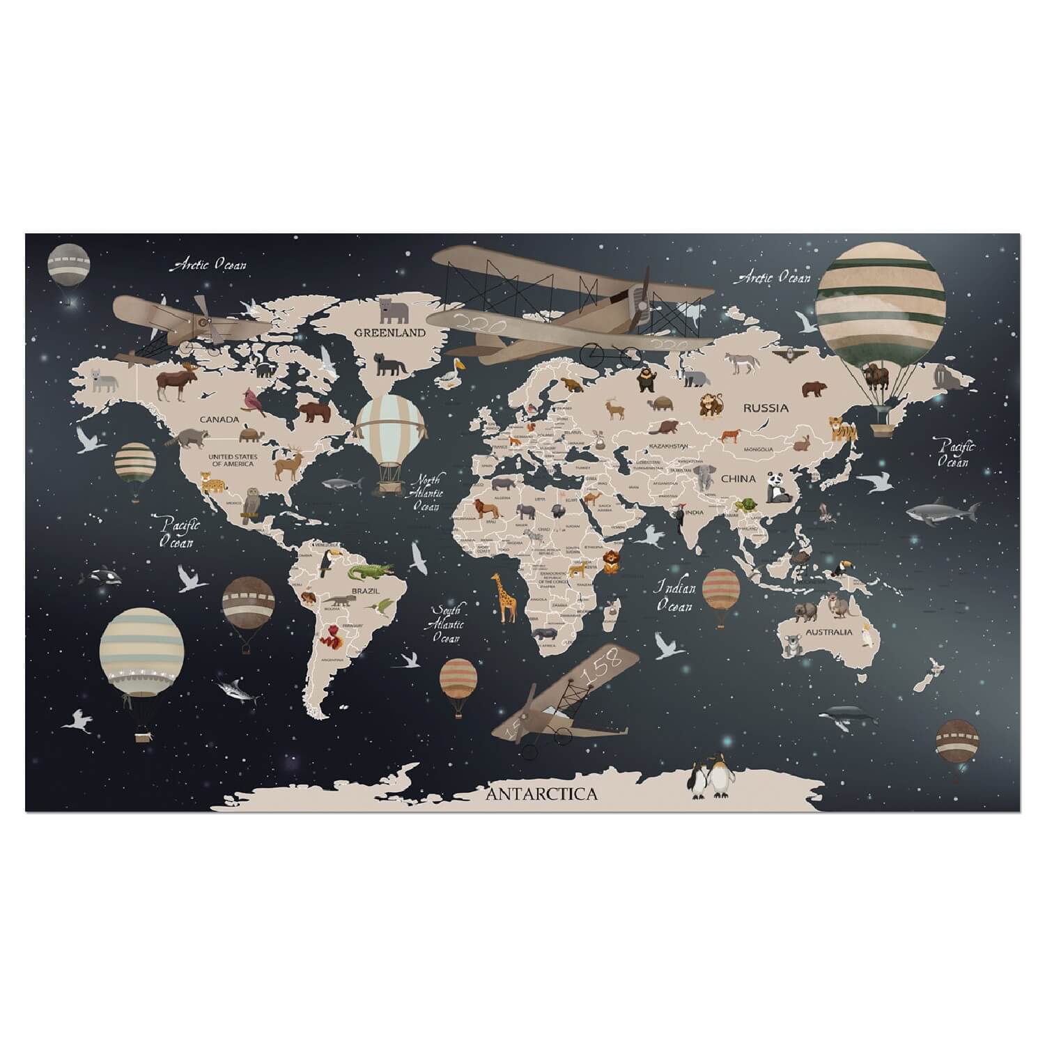 World Map (Junior) Wall Graphic Mural (Removable)