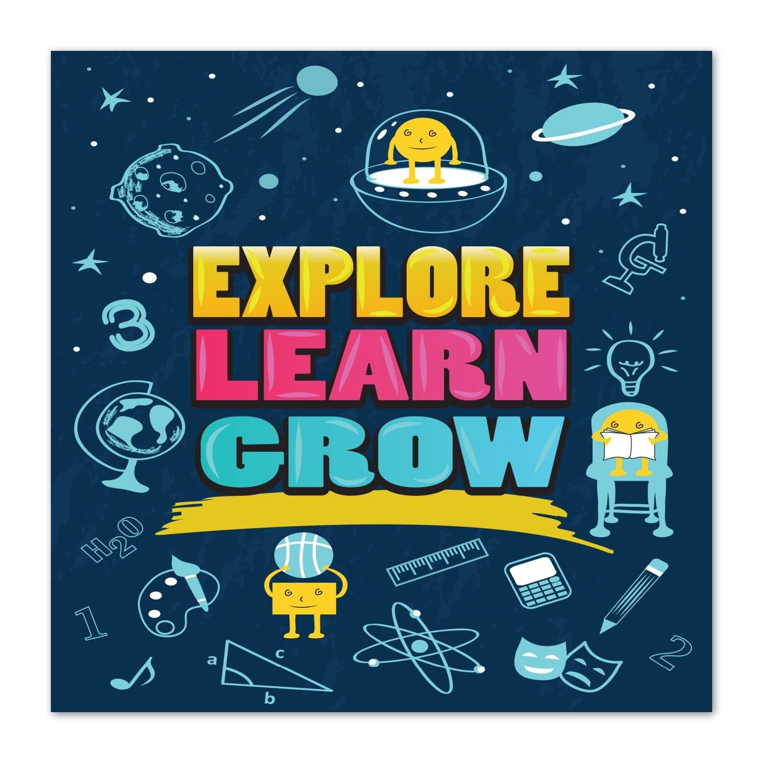 Explore, Learn, Grow Wall Graphic Square