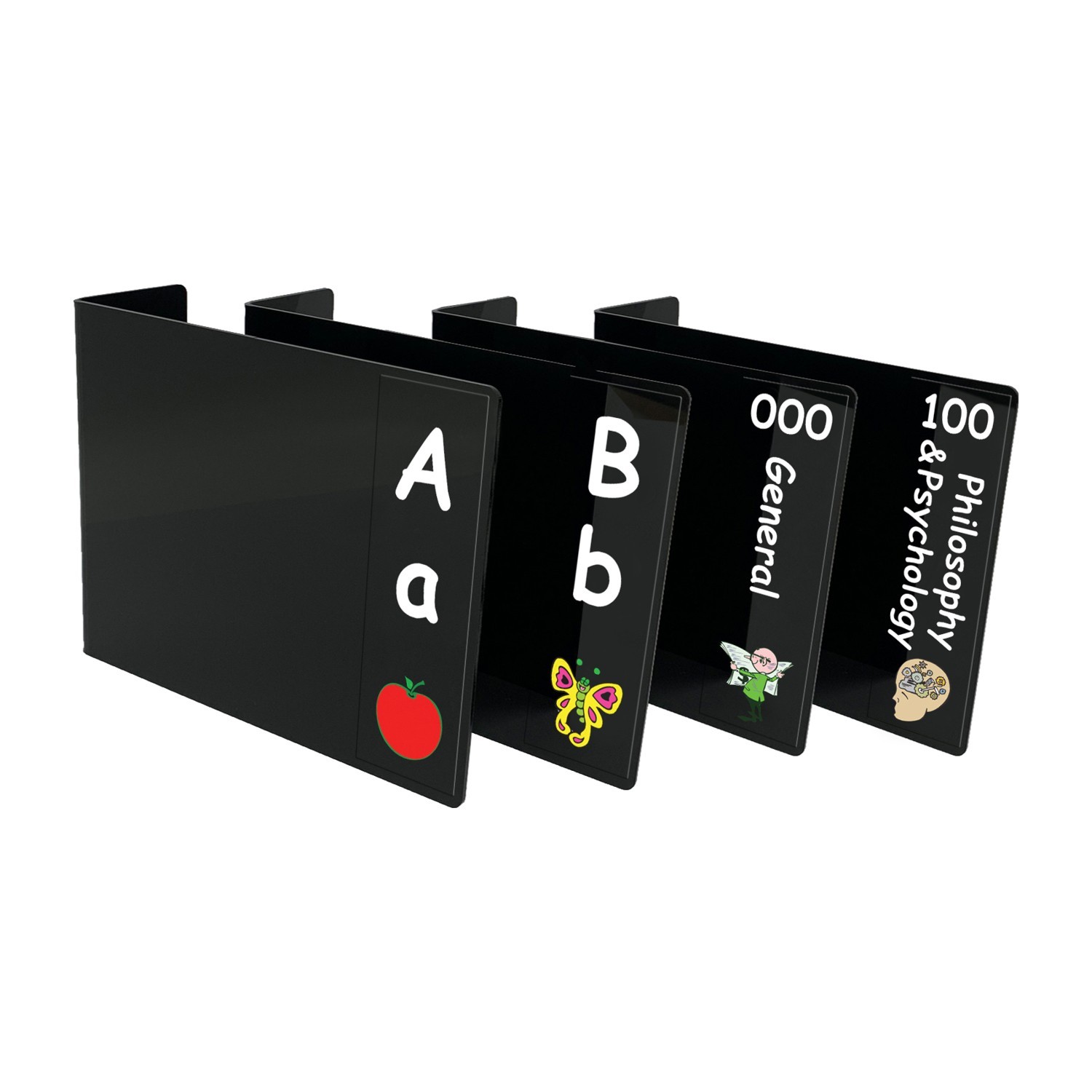 Junior Fiction and Non Fiction Acrylic Collection Divider Starter Pack (double-sided) (Black)