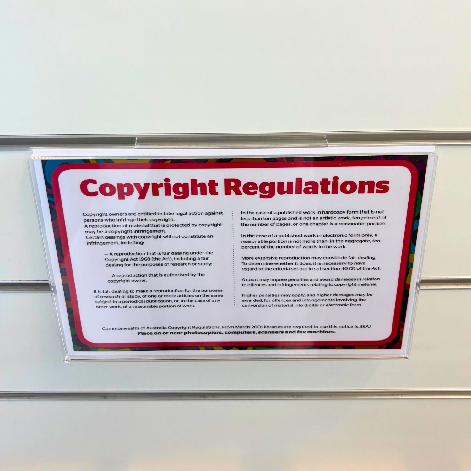 Acrylic Slatwall Sign Holder A4 (Landscape)