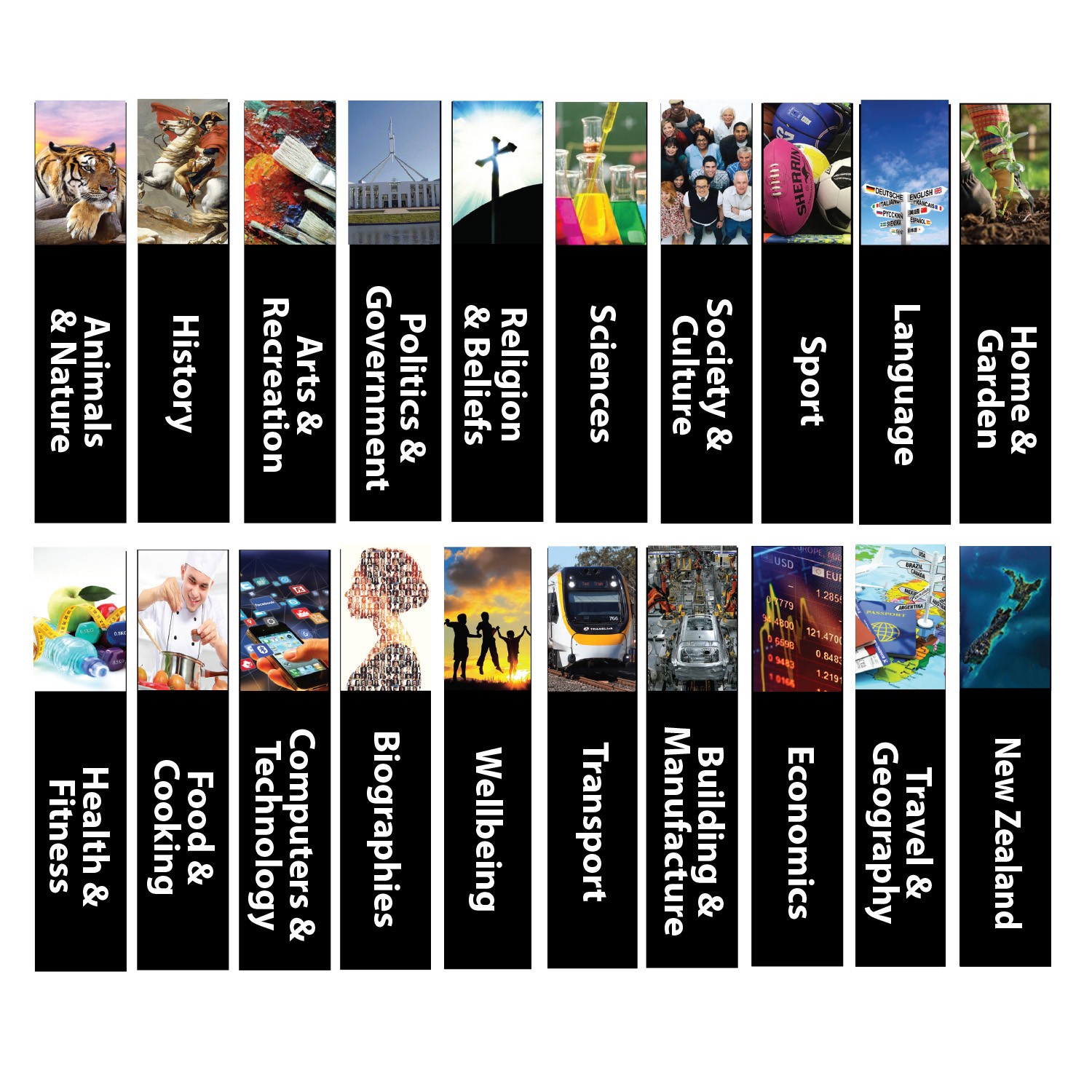 Senior Non Fiction Genre Slimline Divider Starter Pack 250mm x 250mm (Black)