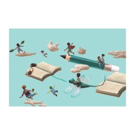 Flying Books Custom Wall Graphic Mural (Small)