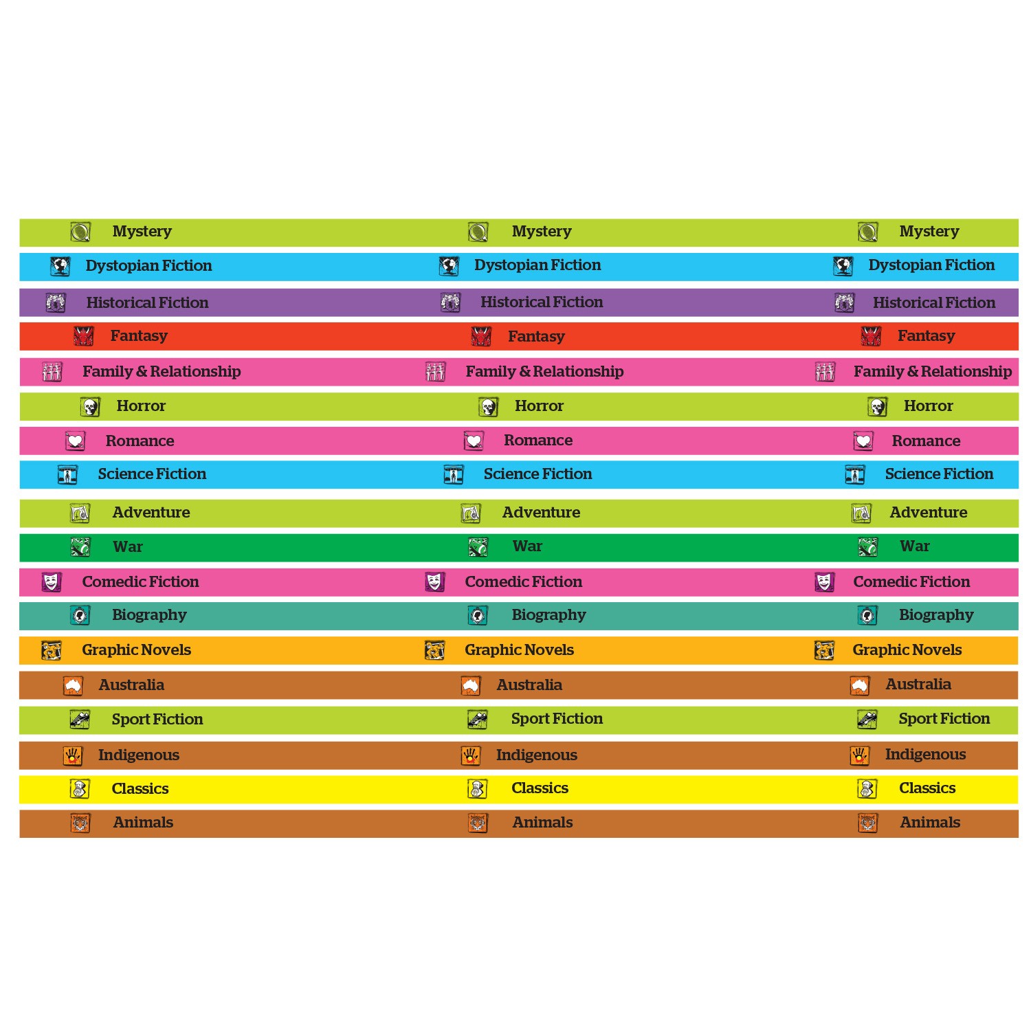 Senior Genre Shelf Label Strips 26mm