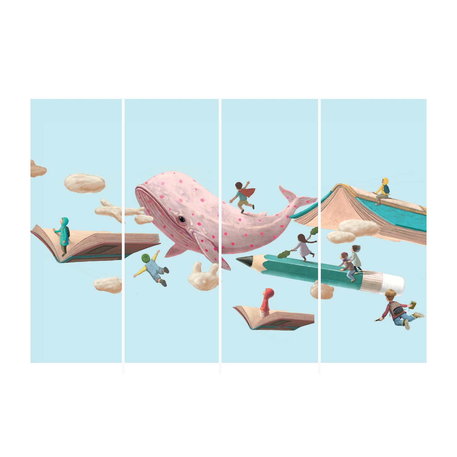 Pink Whale Custom Wall Graphic Mural