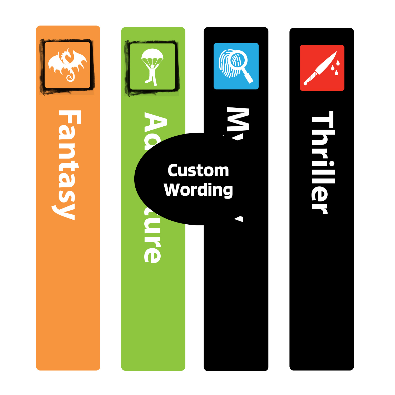 Icon Genre Slimline Sticky Back Signs (Design 2) 250mm (h) (Custom Wording)