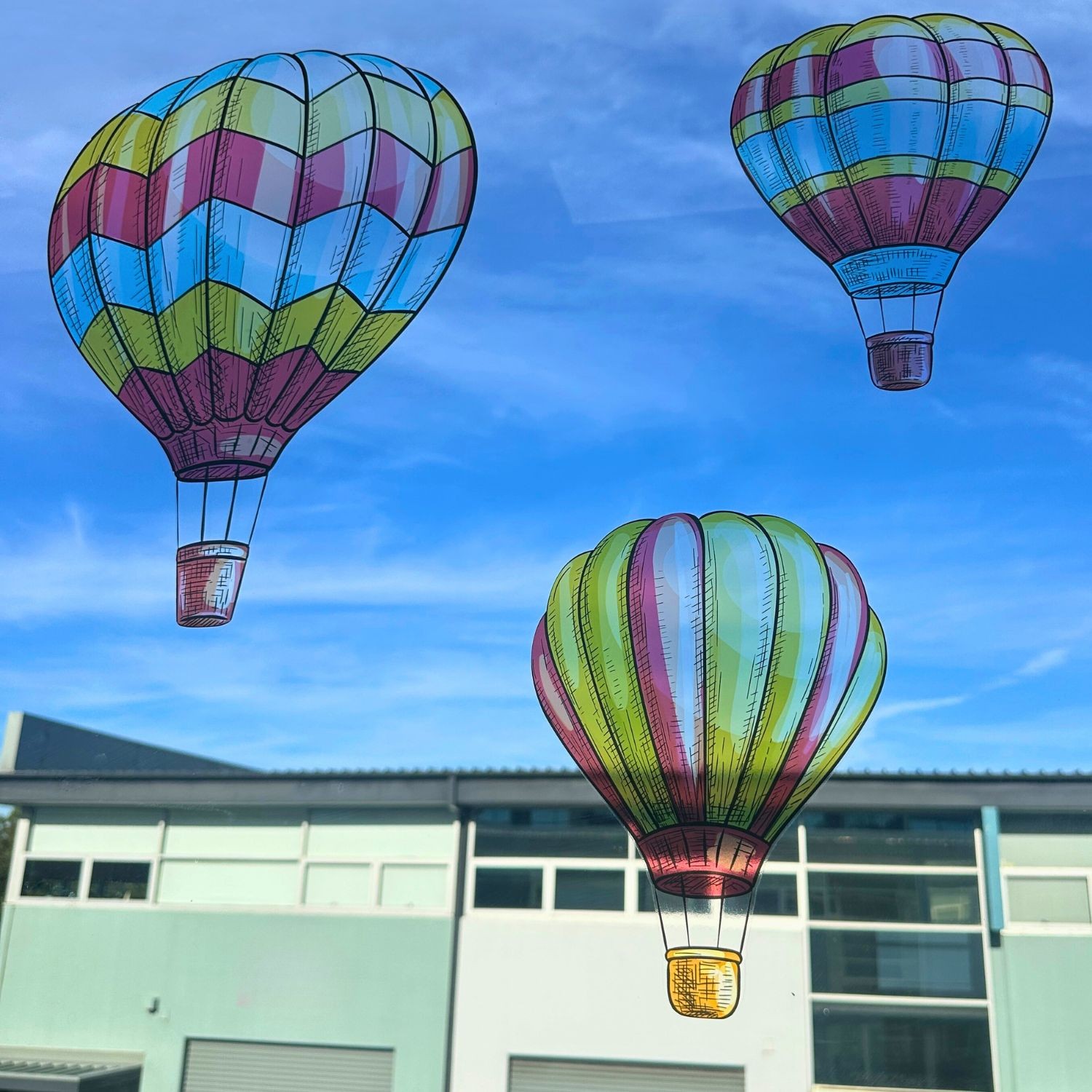 Hot Air Balloon Design Transparent Window Graphics