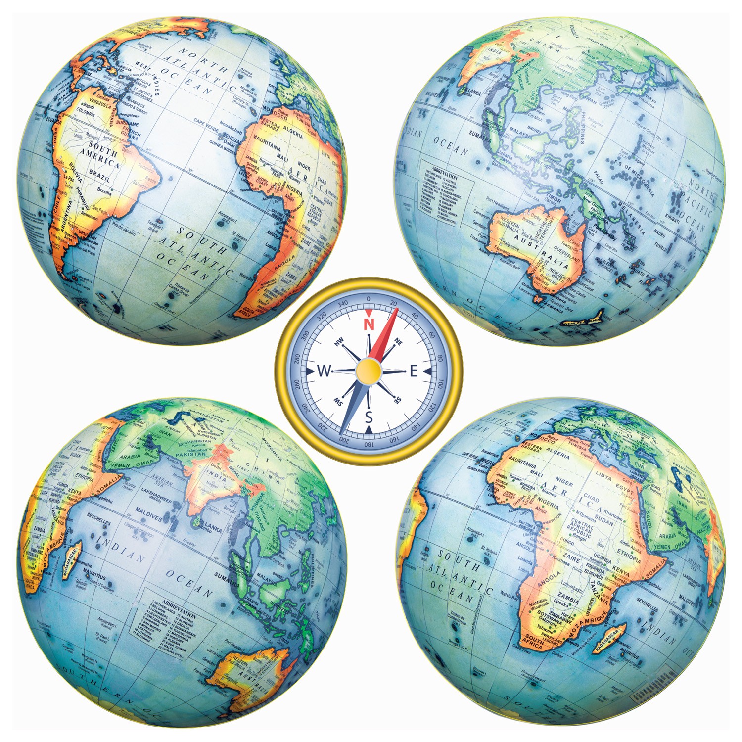 Globes & Compass Design Transparent Window Graphics