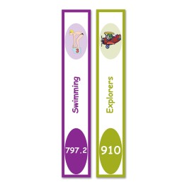 Slim Expanded Non Fiction Sticky Back Signs Set 4 Design 3 250mm h (Colour Coded)
