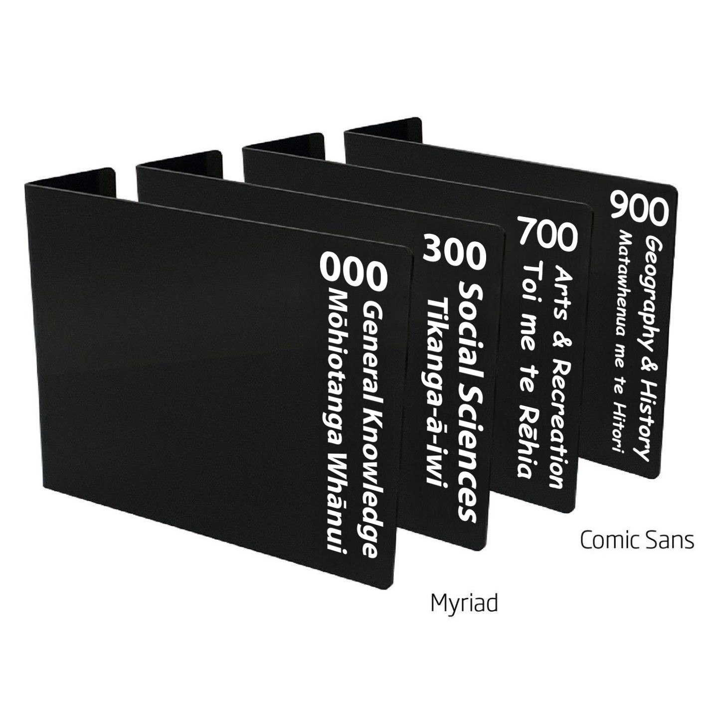 Basic Non Fiction Acrylic Collection Divider Starter Pack (single-sided) (Black) (Maori)