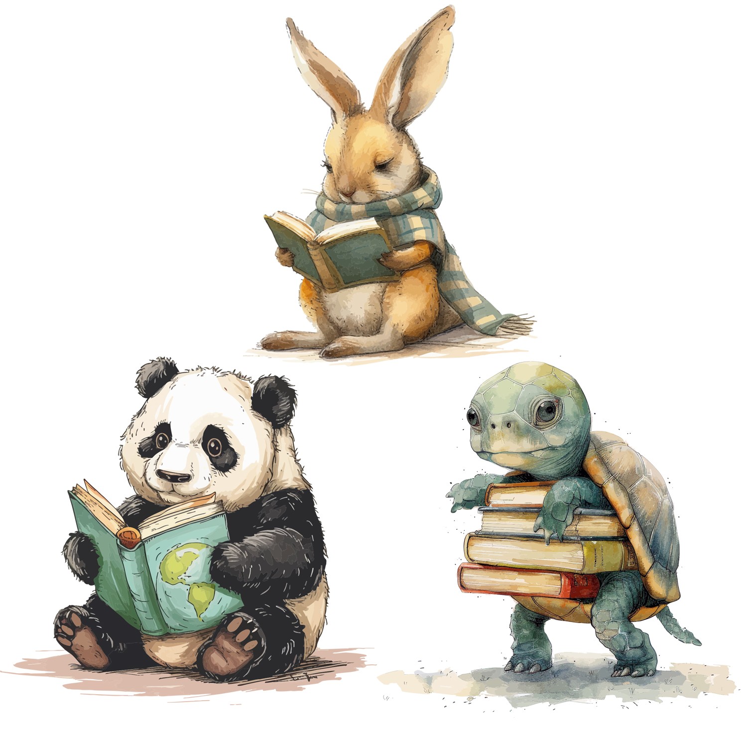 Reading Animals Wall Graphics Set 3