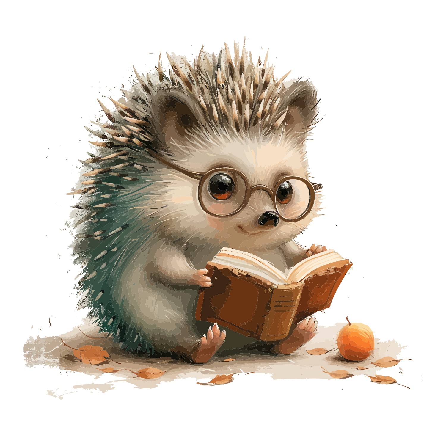 Hedgehog Reading Animals Wall Graphic
