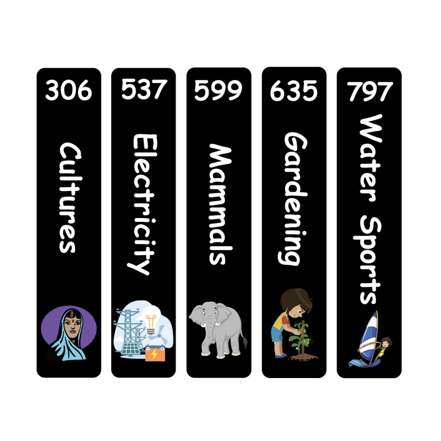 Junior Expanded Non Fiction Slim Sticky Back Signs Set 3 250mm (h)