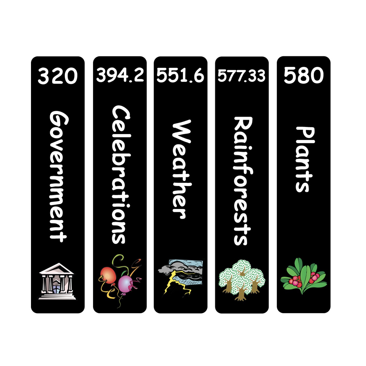 Junior Expanded Non Fiction Slim Sticky Back Signs Set 2 250mm (h)