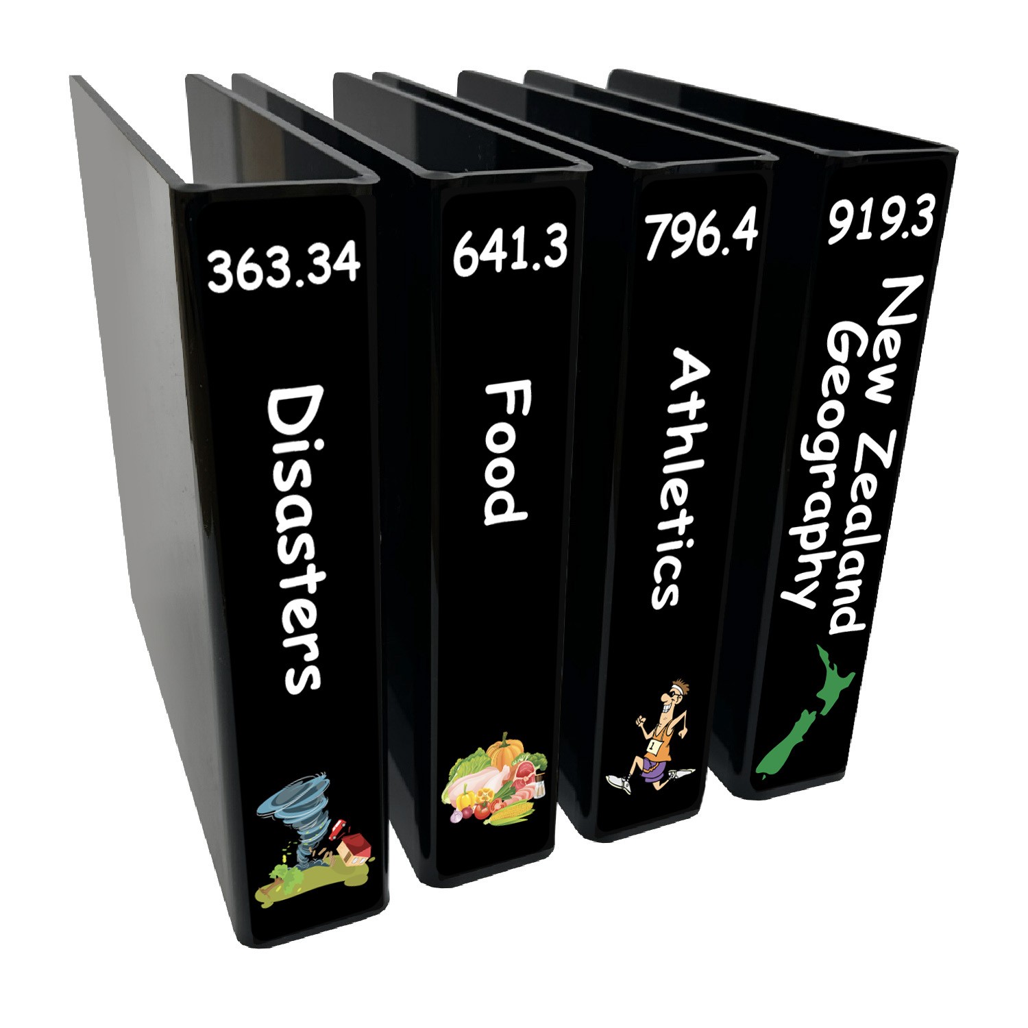 Junior Expanded Non Fiction Slimline Divider Pack Set 4 250mm (Black)