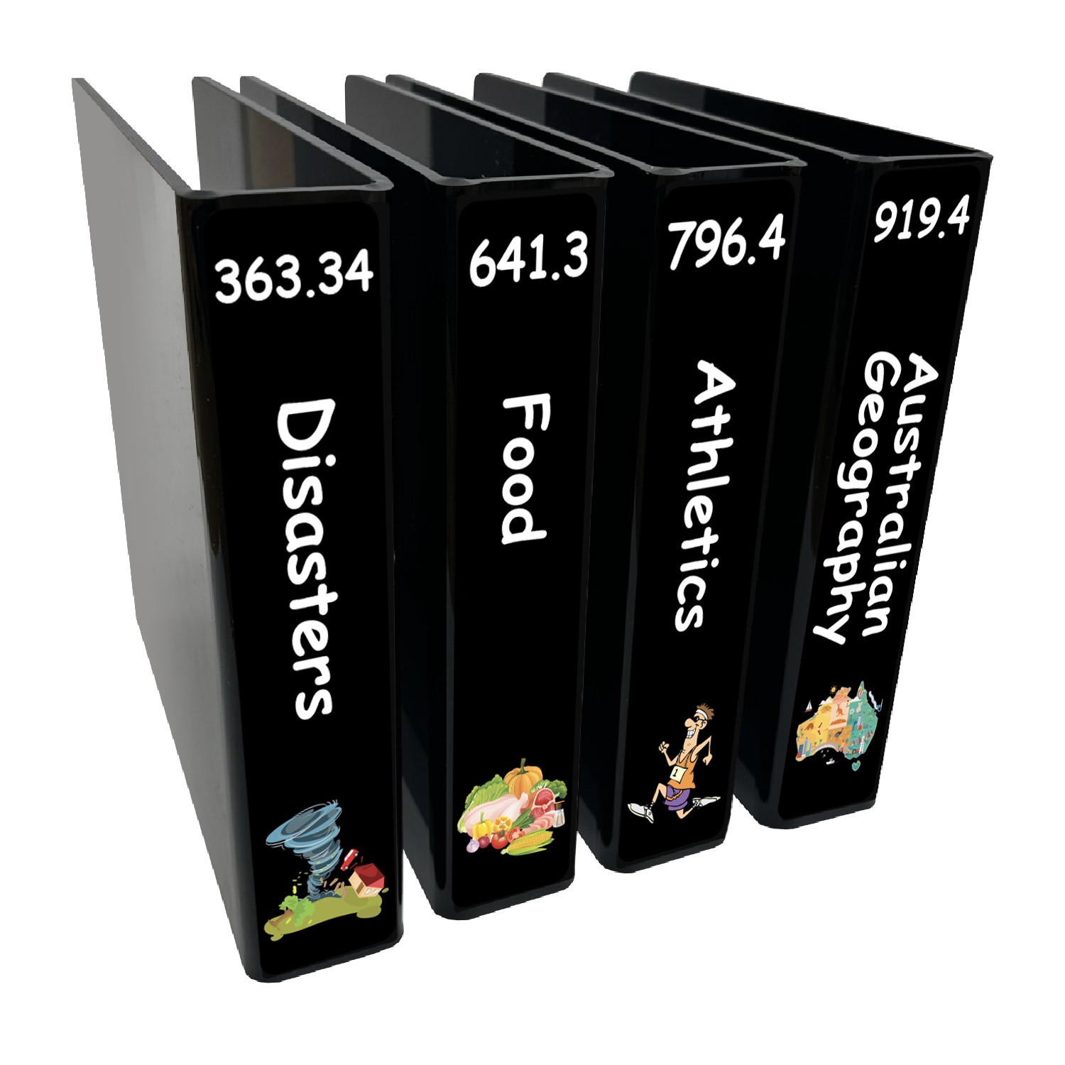 Junior Expanded Non Fiction Slimline Divider Pack Set 4 250mm x 250mm (Black)