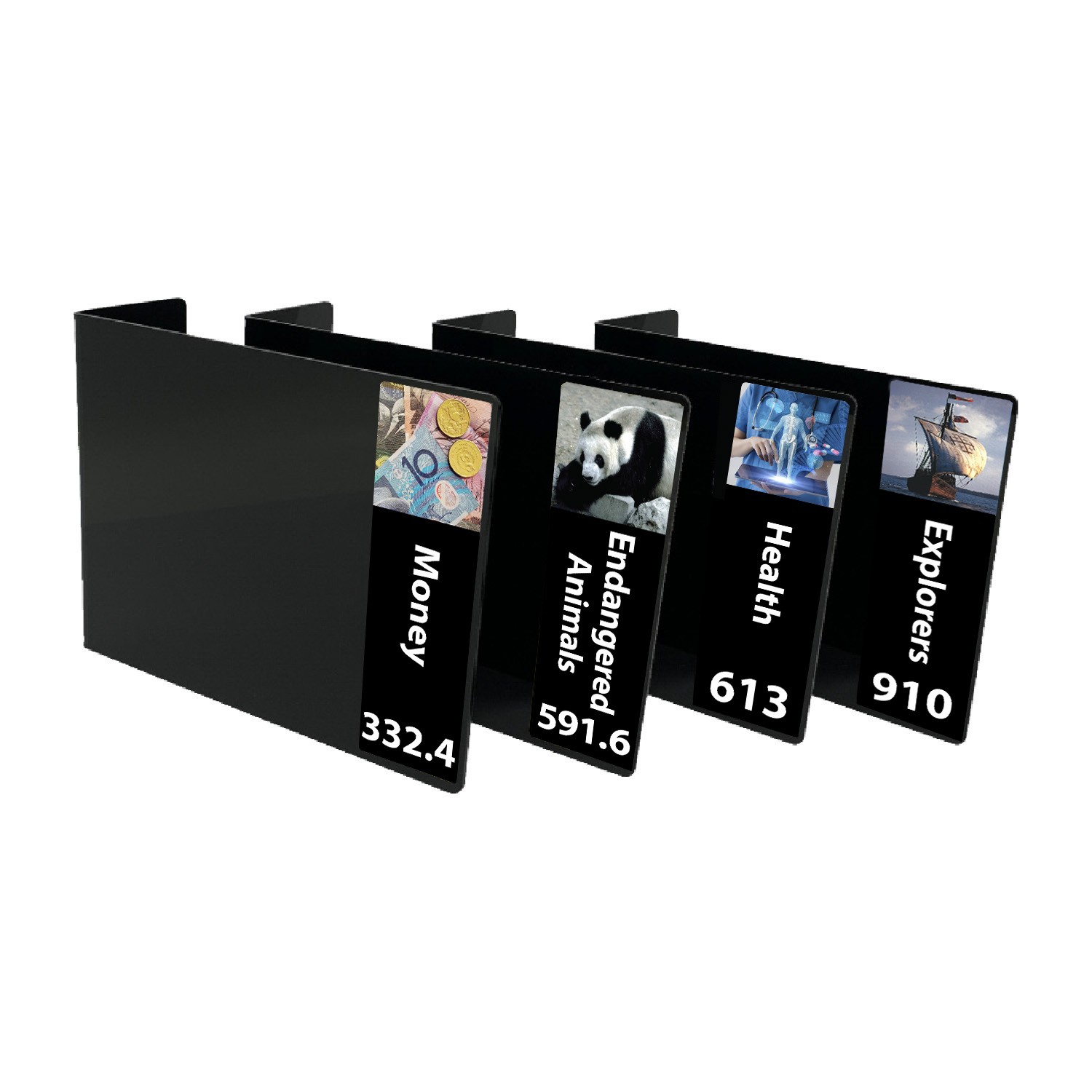 Senior Expanded Non Fiction Acrylic Collection Divider Pack Set 4 (double-sided) (Black)
