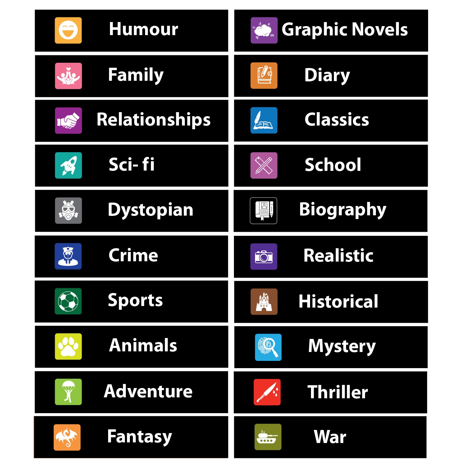 Icon Genre Front Facing Stickers