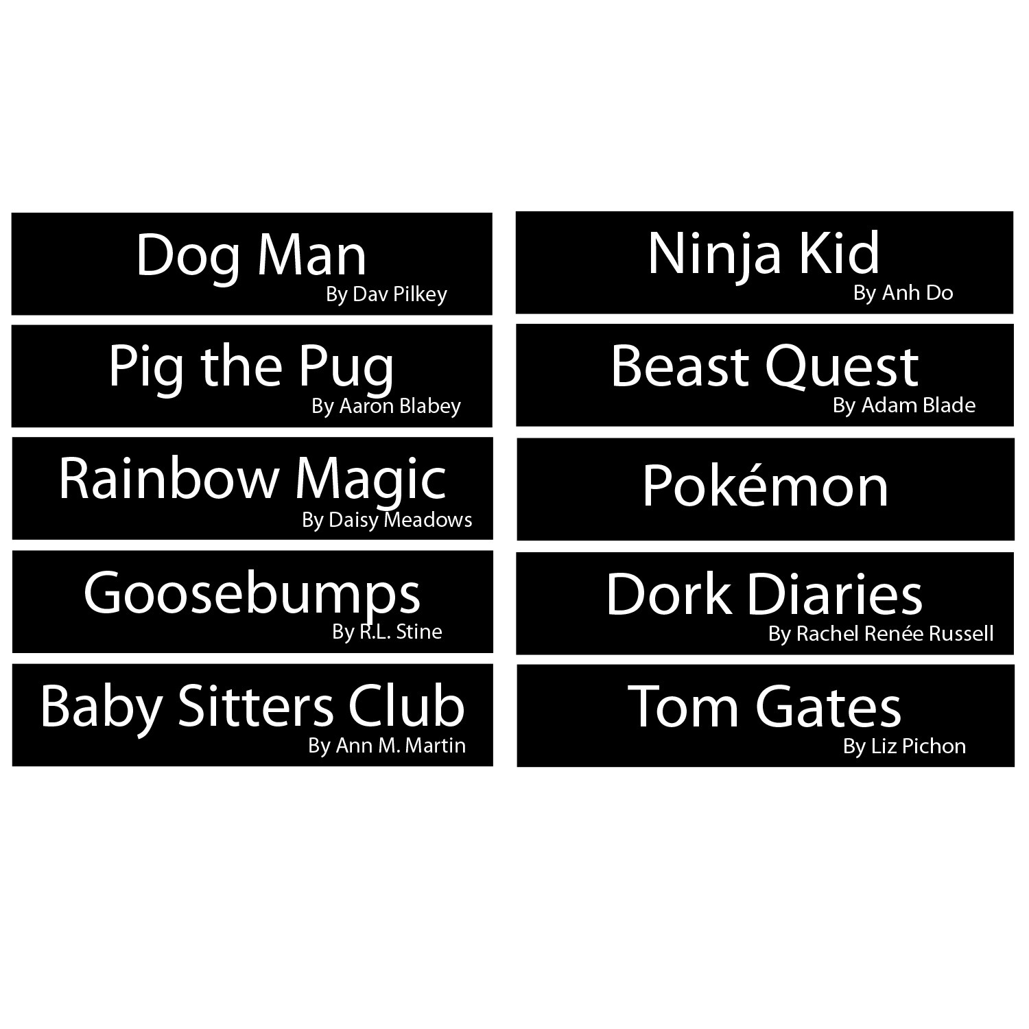 Junior Series Set 2 Front Facing Stickers (Text Only)