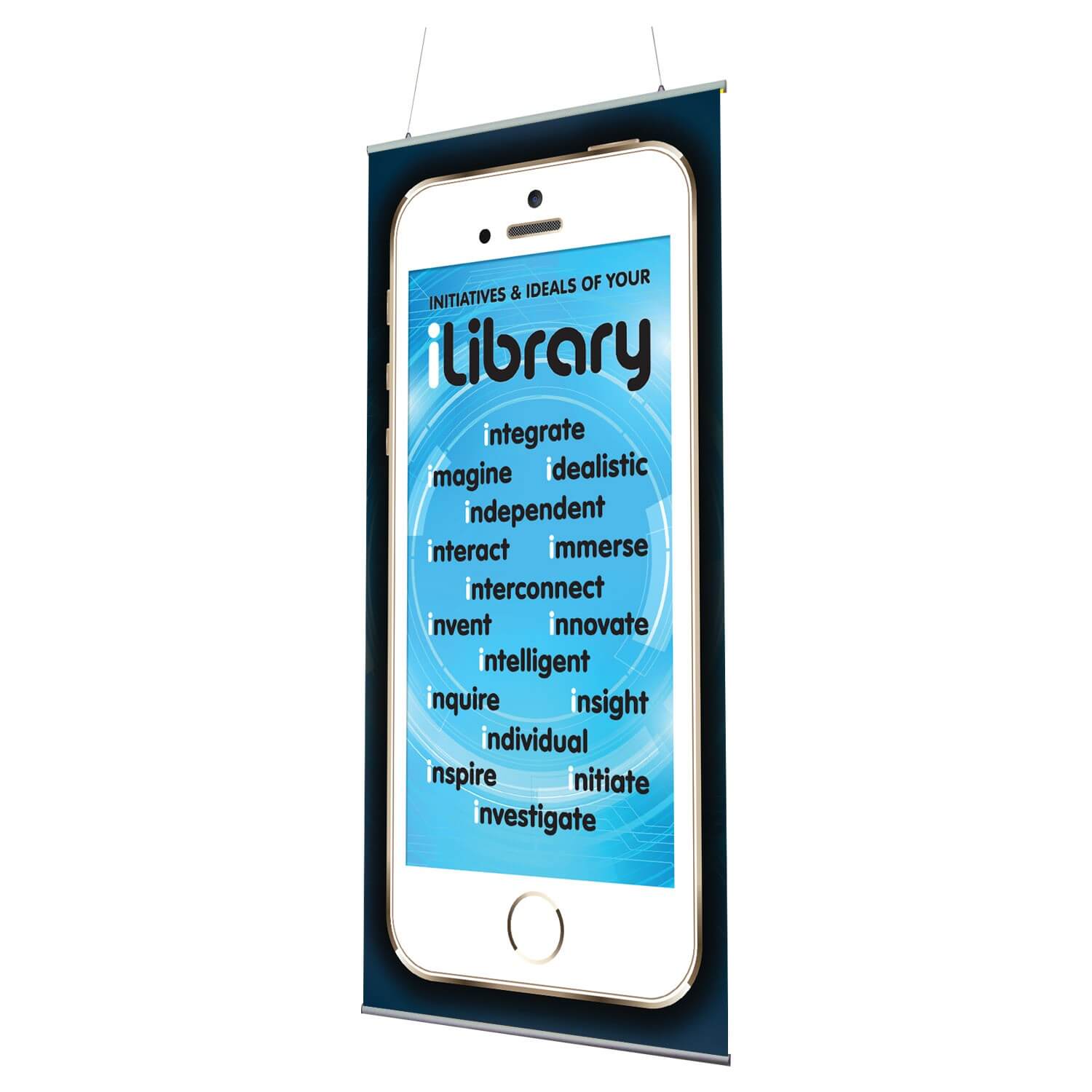 iLibrary Initiatives & Ideals Indoor Banner 720mm x 1440mm & Hanging