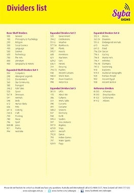 Non Fiction Dividers List
