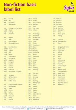 Shelf Labels: Basic Non Fiction